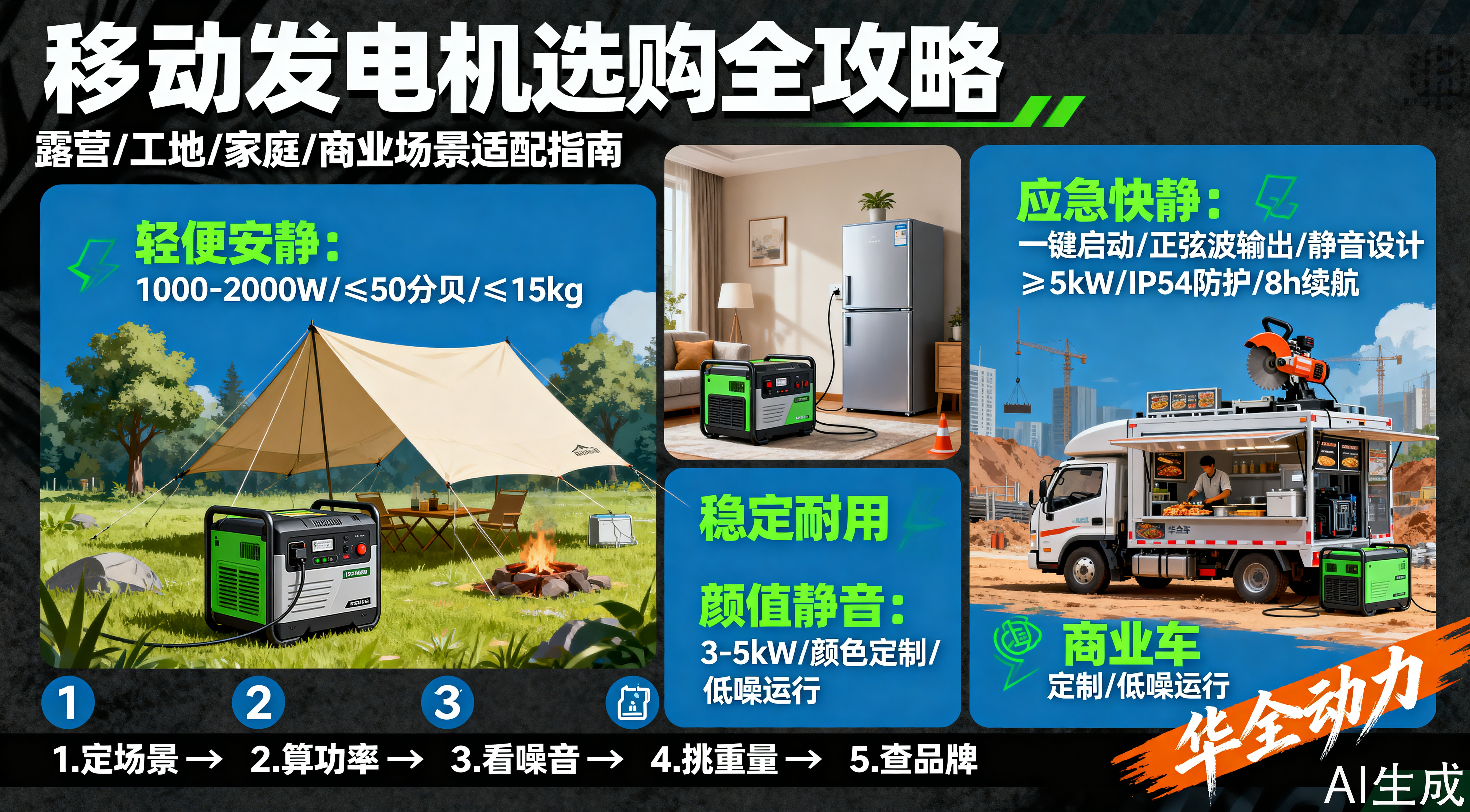 手把手教你按场景选移动发电机 超实用5步攻略